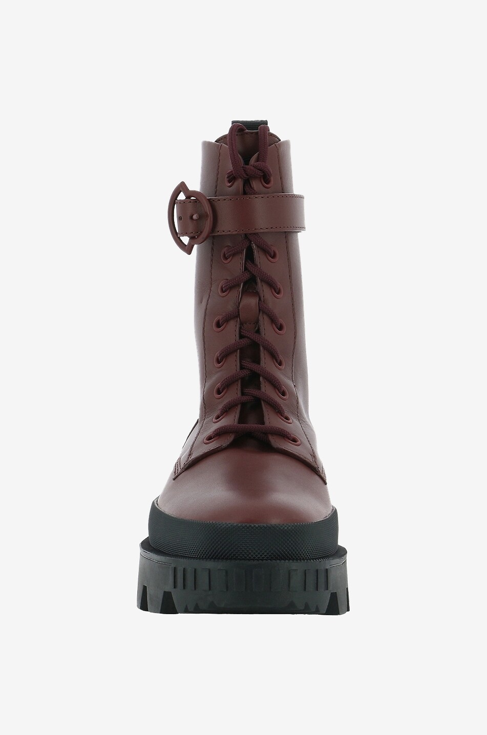 MONCLER Carinne lug sole leather lace-up ankle boots Women DARK RED 2