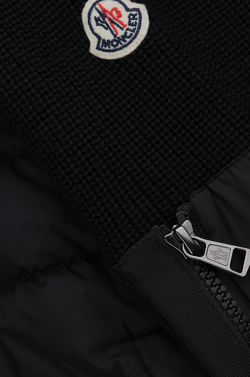 MONCLER Cardigan à capuche en laine mélangée à empiècements duvet Homme NOIR 3