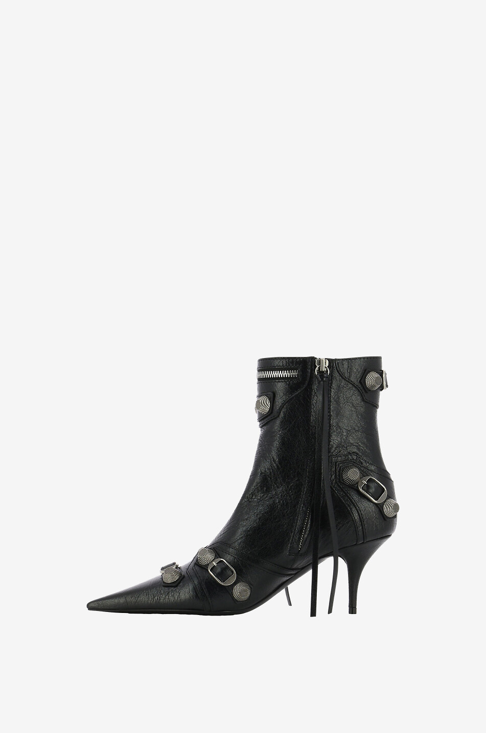 BALENCIAGA Bottines en cuir aréna à talon aiguille Cagole 70 Femme NOIR 3
