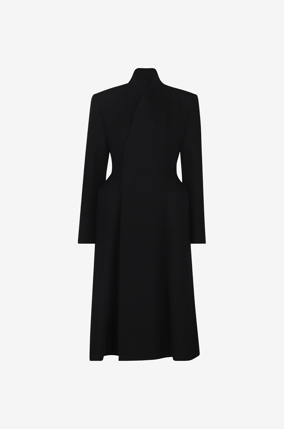 BALENCIAGA Flare Hourglass wool three-quarter coat Women BLACK 1