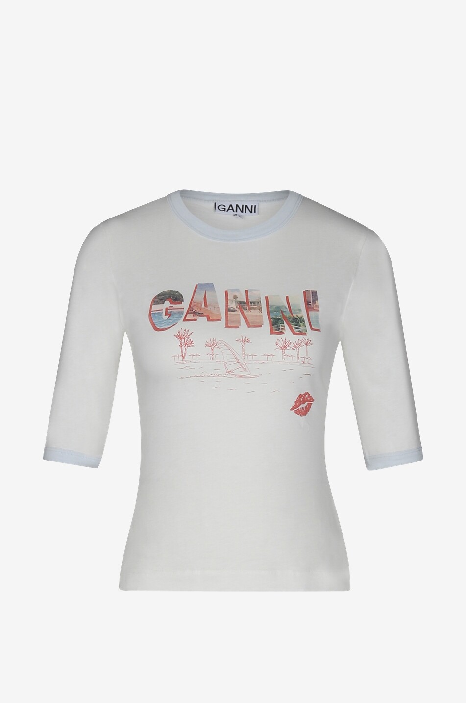 Beach logo print adorned organic cotton short-sleeved T
