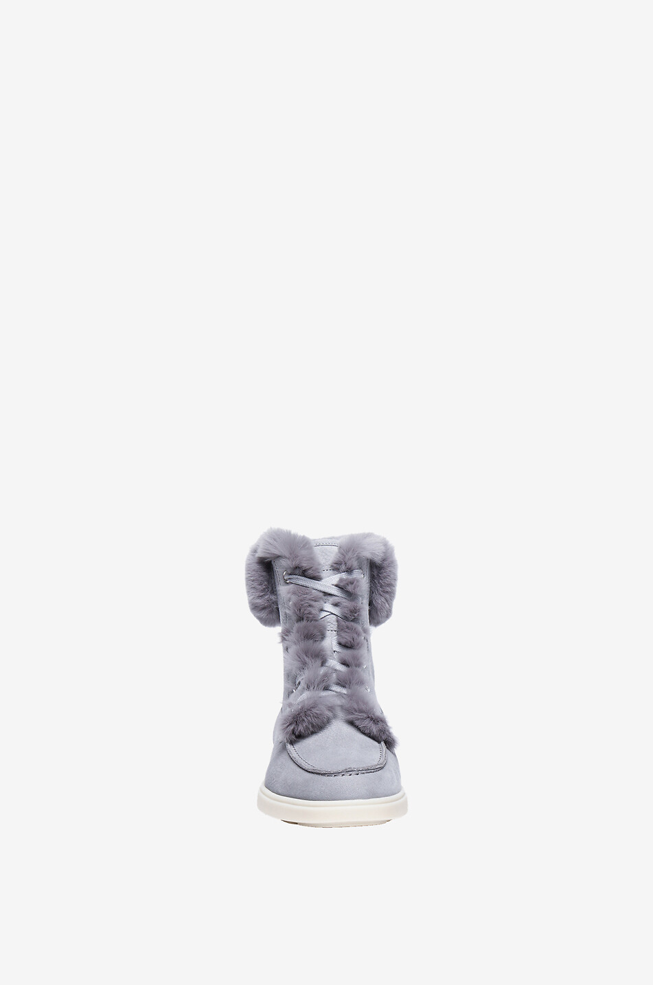 SANTONI Flache Schnürstiefeletten mit Fell Damen GRAU 2