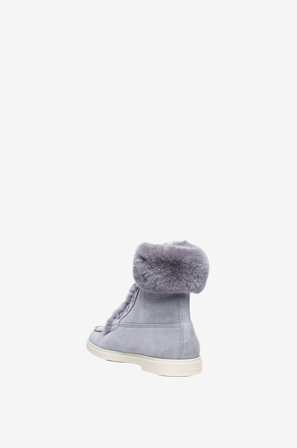 SANTONI Flache Schnürstiefeletten mit Fell Damen GRAU 4