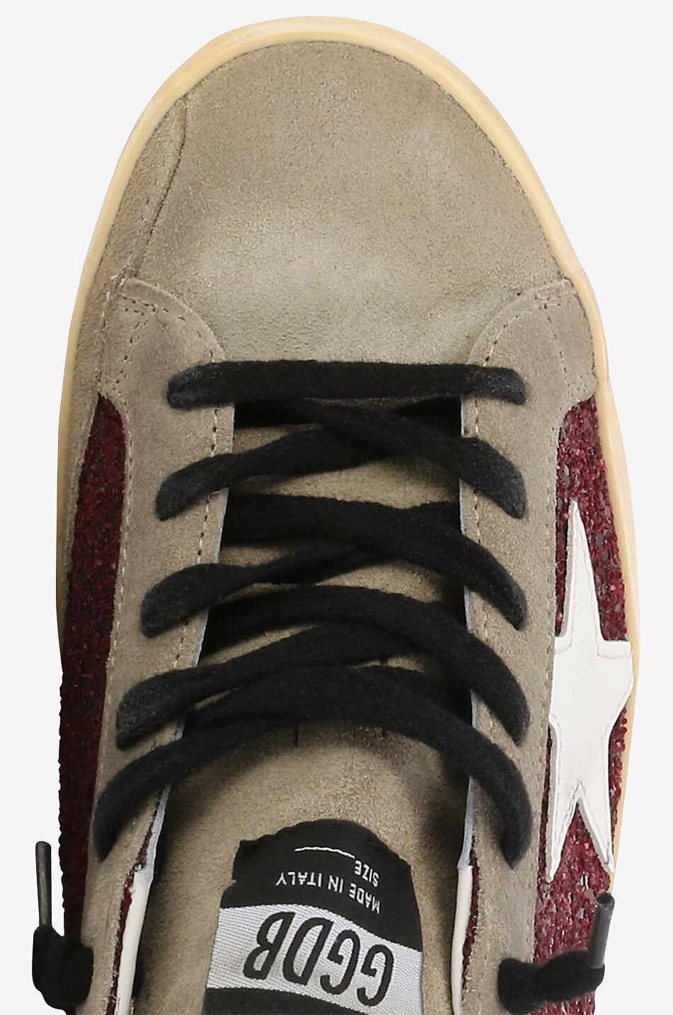 GOLDEN GOOSE Super-Star glitter adorned low-top suede sneakers Women DARK RED 5