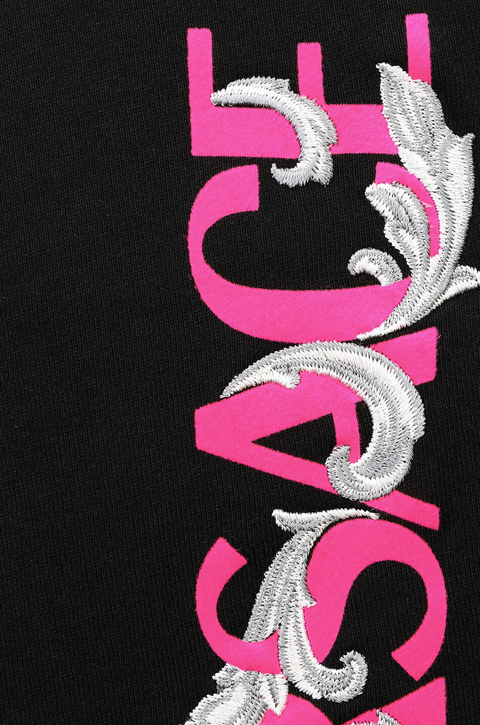 VERSACE Pantalon de jogging en molleton brodé Silver Baroque Homme NOIR 3