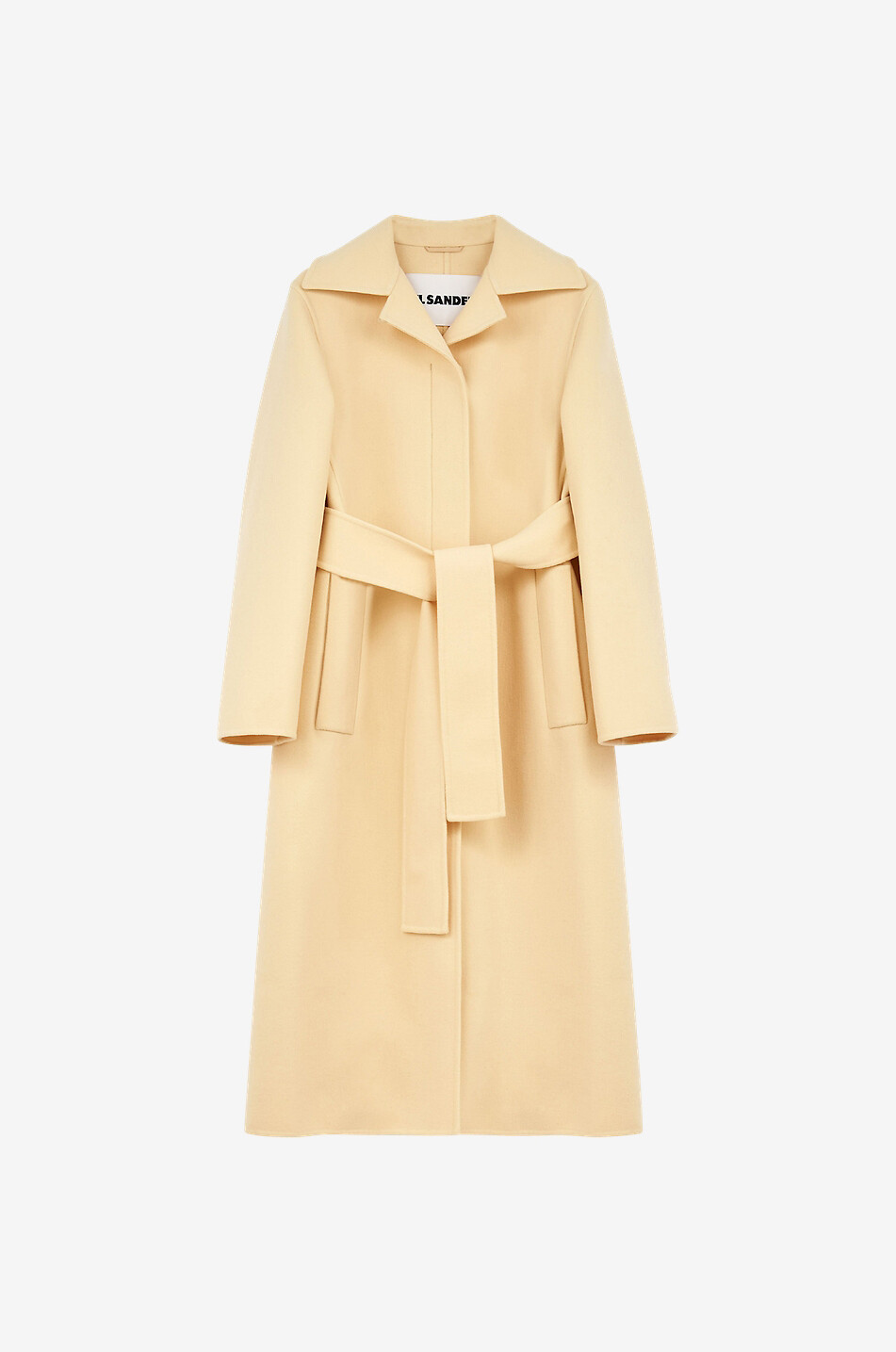 Relaxed fit belted virgin wool coat