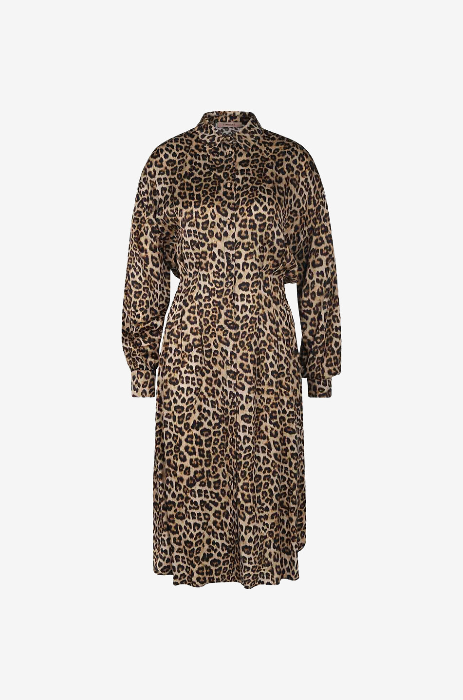 Leopard printed short satin shirt dress