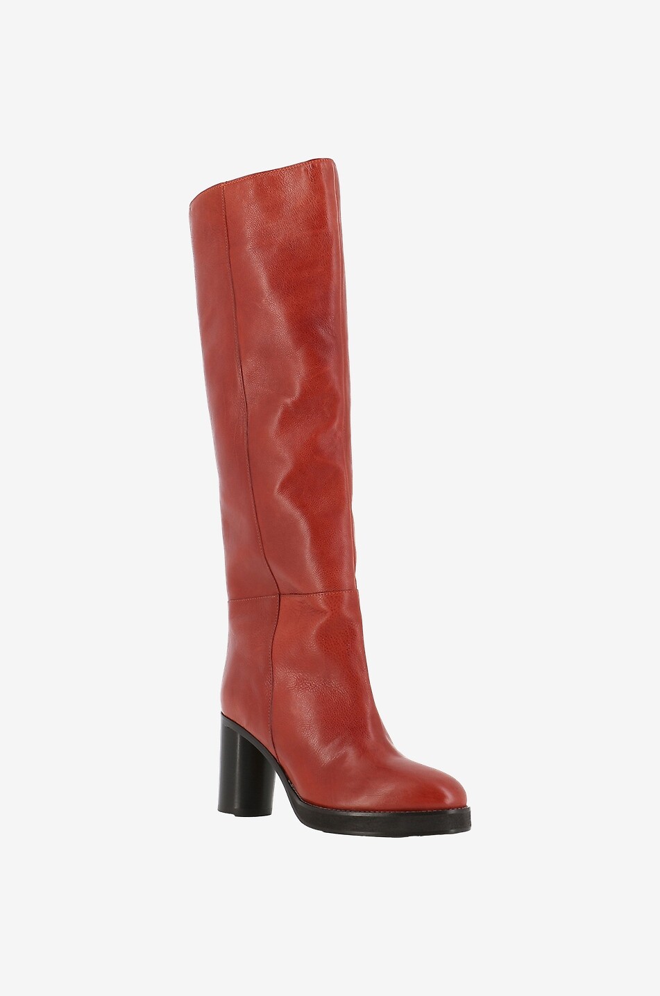 Bottes à talon en cuir grainé Leila 80