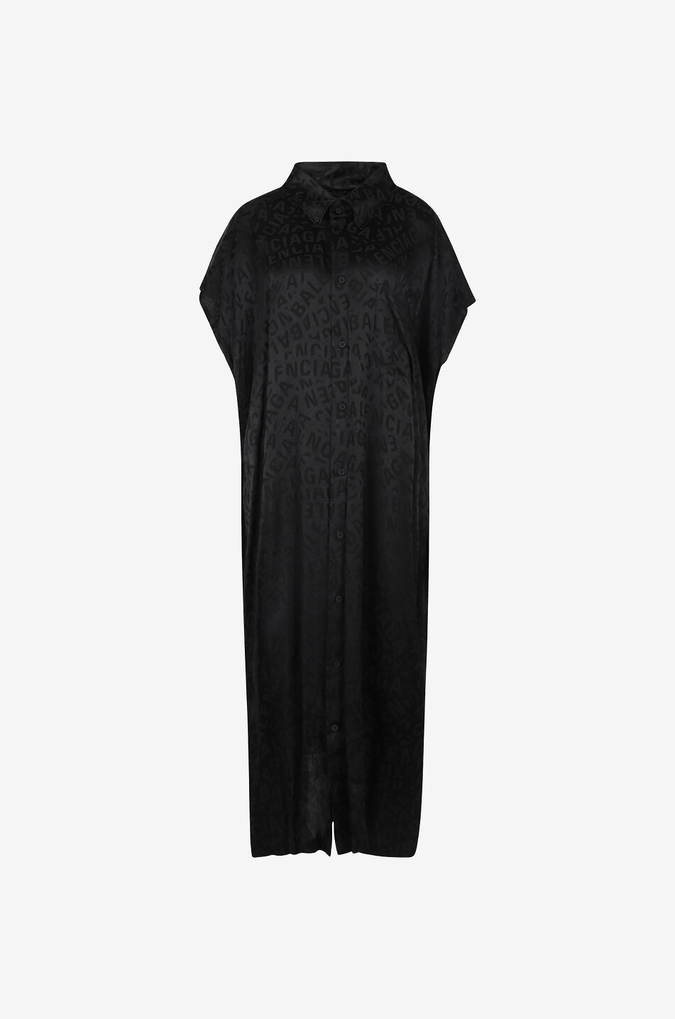 Swing collar frayed silk oversize shirt dress