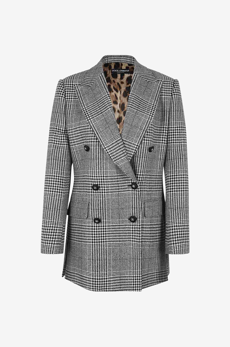 Doppelreihiger Wollblazer mit Glencheck-Karos