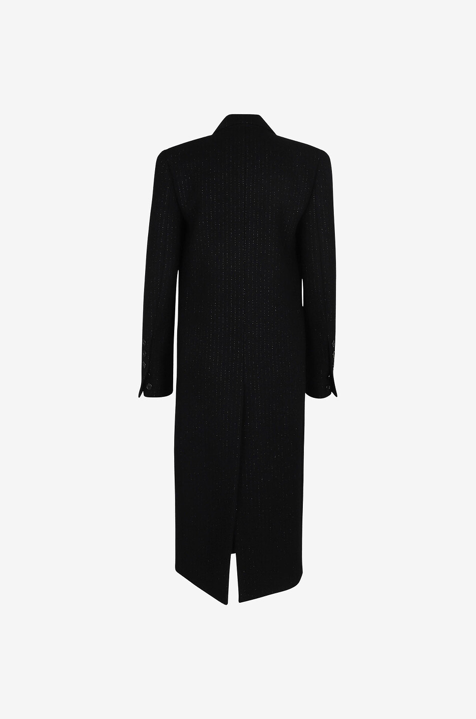 SAINT LAURENT PARIS Manteau long en laine à rayures milleraie scintillantes Femme NOIR 2