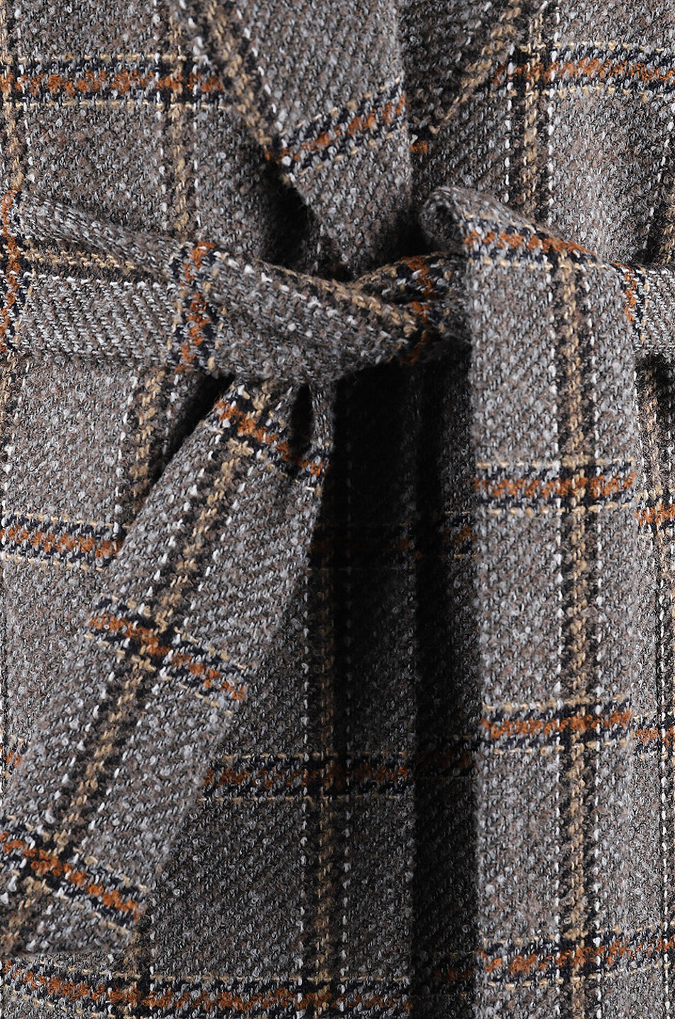 Belted checked tweed blazer