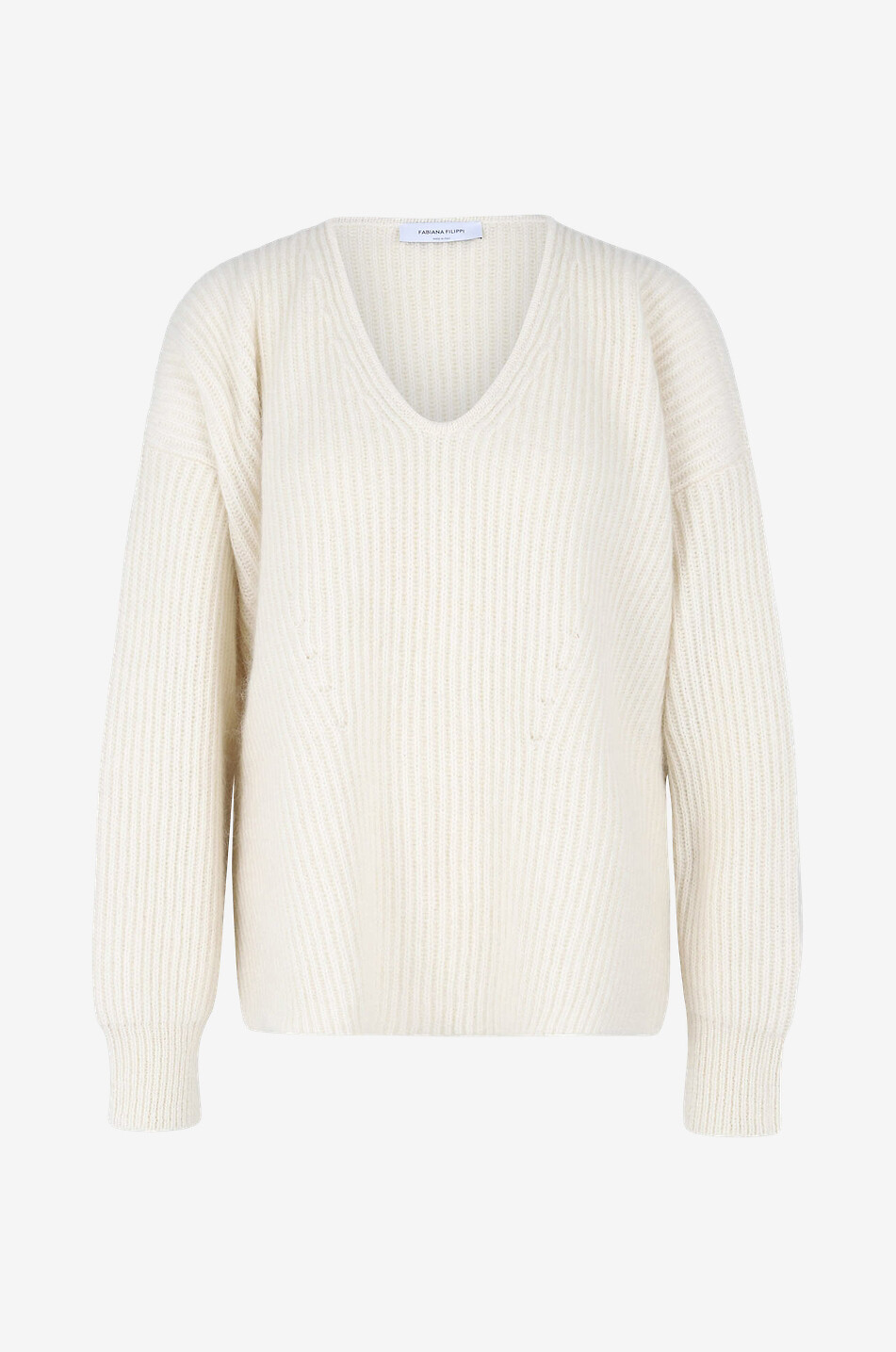 Pull à col V en cachemire et mohair mélangés