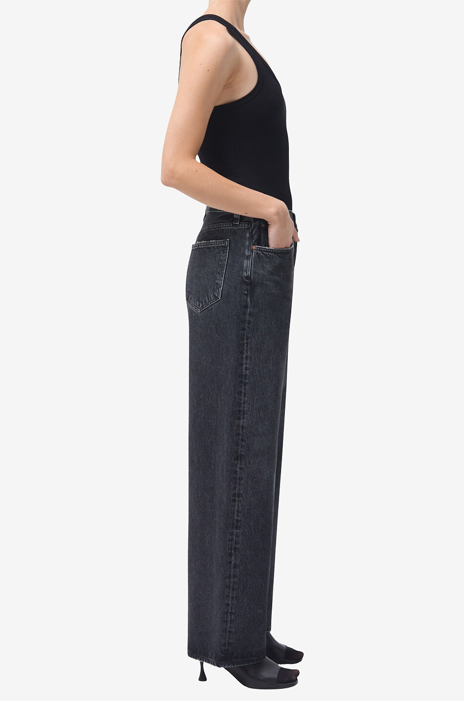 AGOLDE Low Slung Baggy cotton straight leg jeans Women BLACK 4