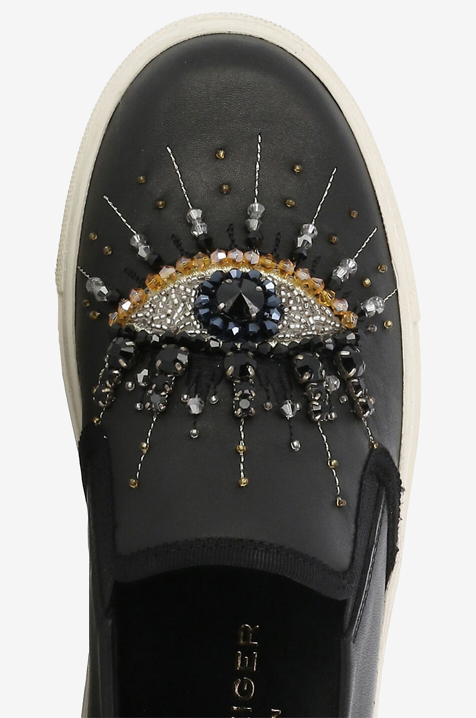KURT GEIGER LONDON Baskets slip-on en cuir motif yeux Leah Eye Femme NOIR 5