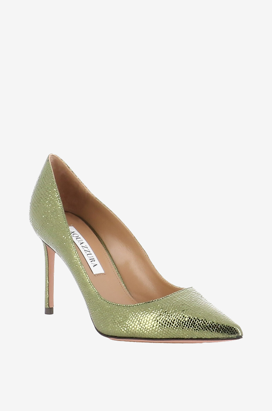 Escarpins en cuir métallisé effet lézard Purist 85