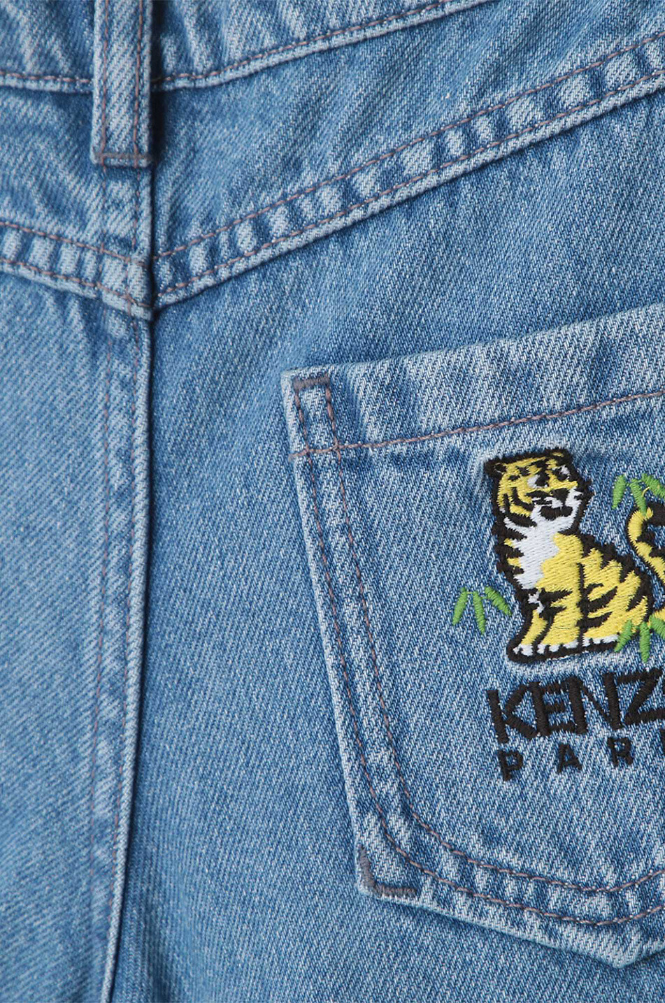 KENZO Bamboo Tiger girl's denim shorts Girl BLUE 3
