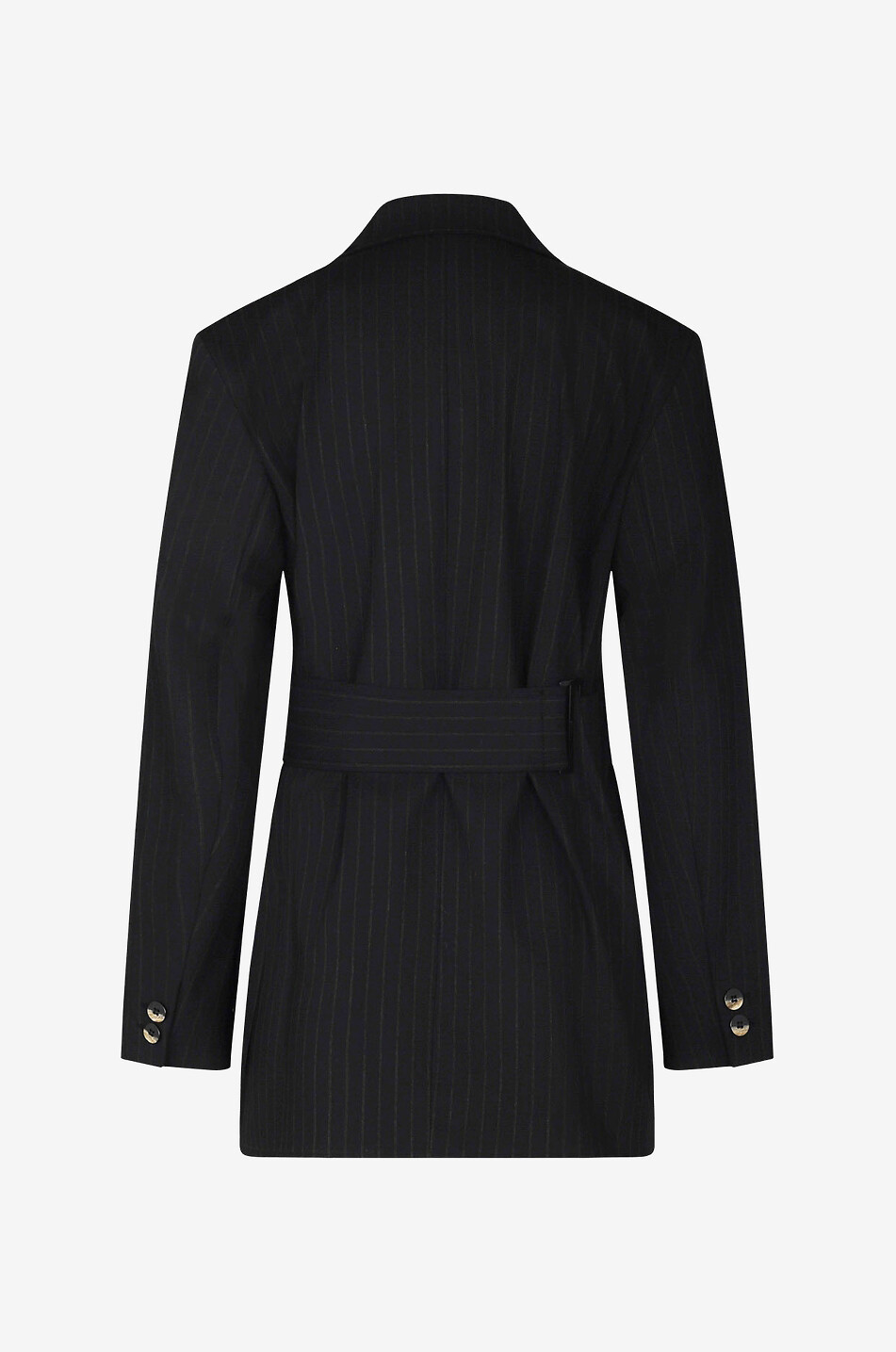 Pinstripe wrap blazer - GANNI - BLACK - Bongénie Outlet