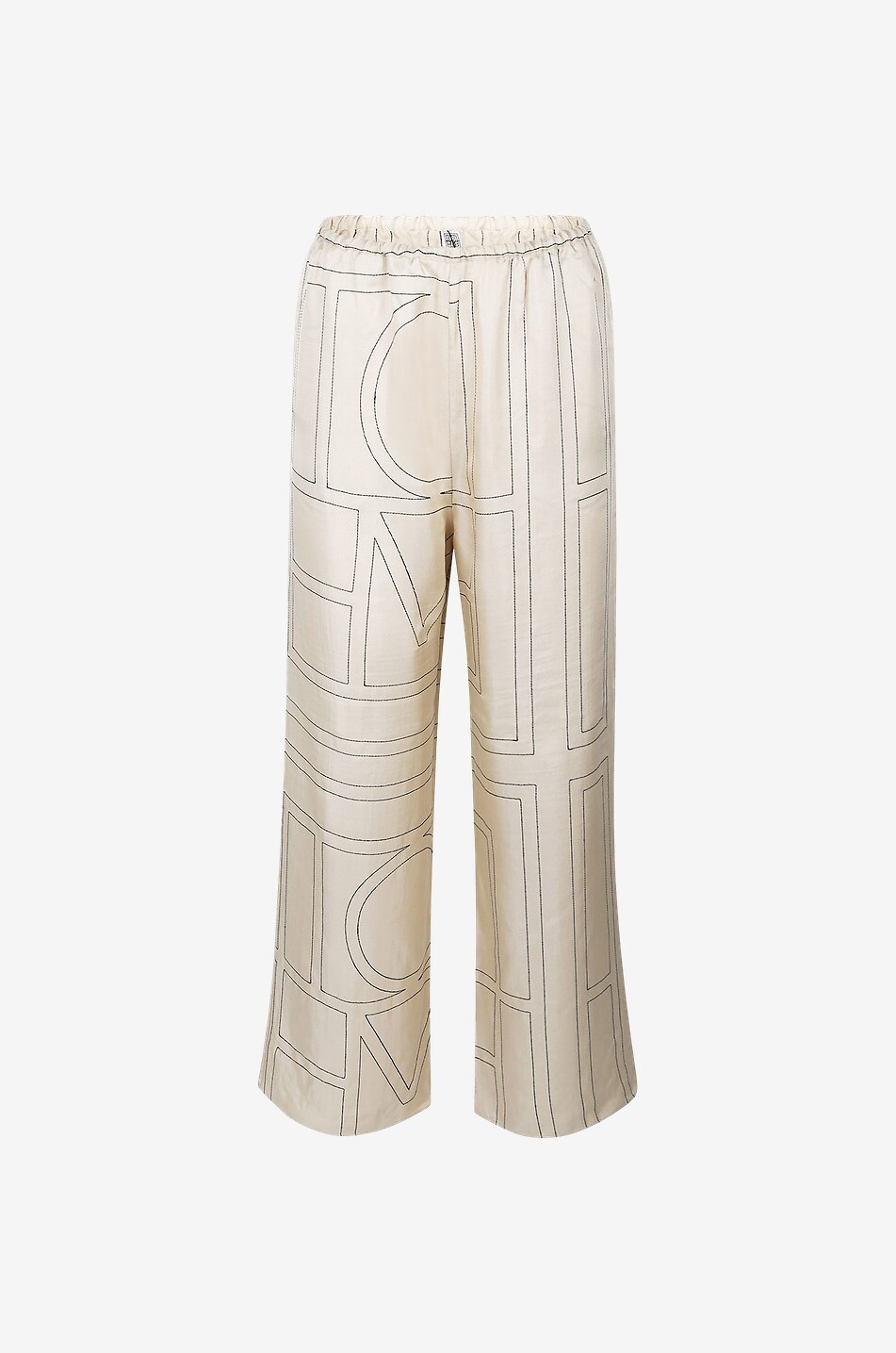 Pantalon large monogrammé en soie PJ