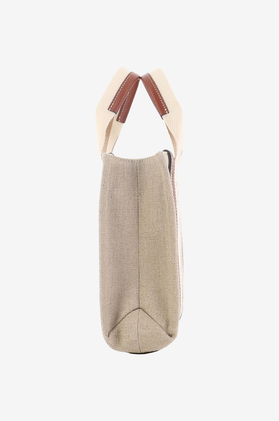 CHLOE Shopper aus Leinen und Leder Woody Small Damen BRAUN 4