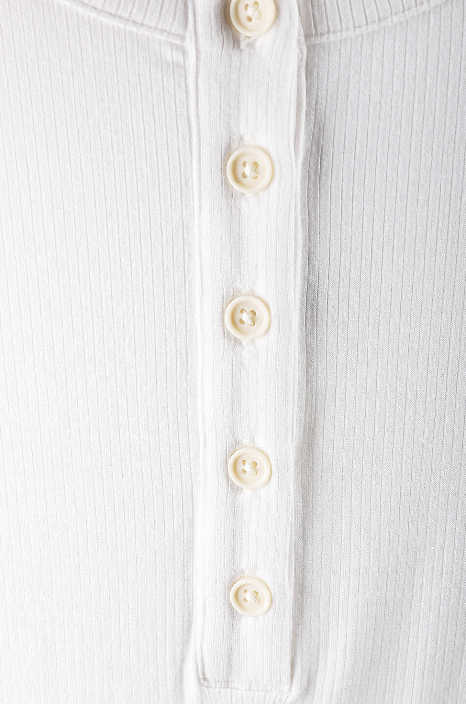 VINCE T-shirt côtelé à col rond boutonné Henley Femme BLANC 3