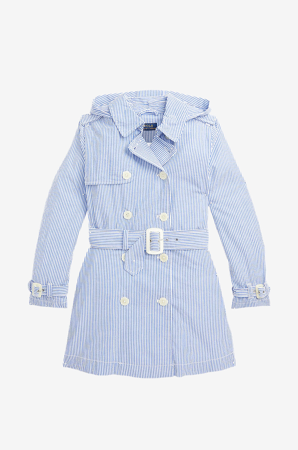 Girl's striped seersucker trench coat