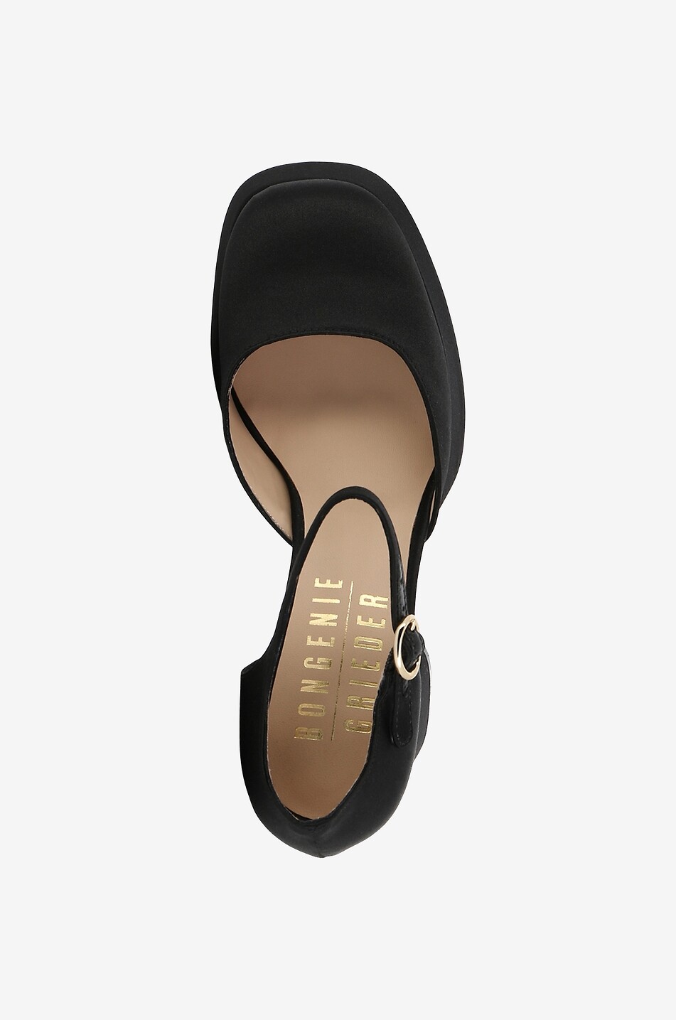 BONGENIE Riemchen-Plateau-Pumps aus Satin Mira 105 Damen SCHWARZ 5