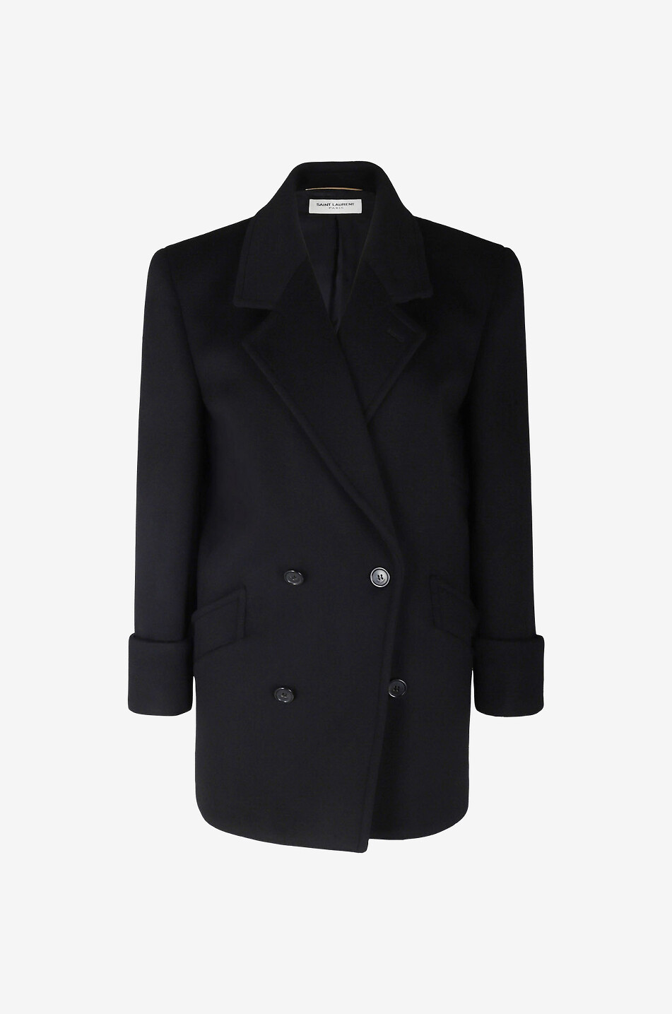Double-breasted wool short coat