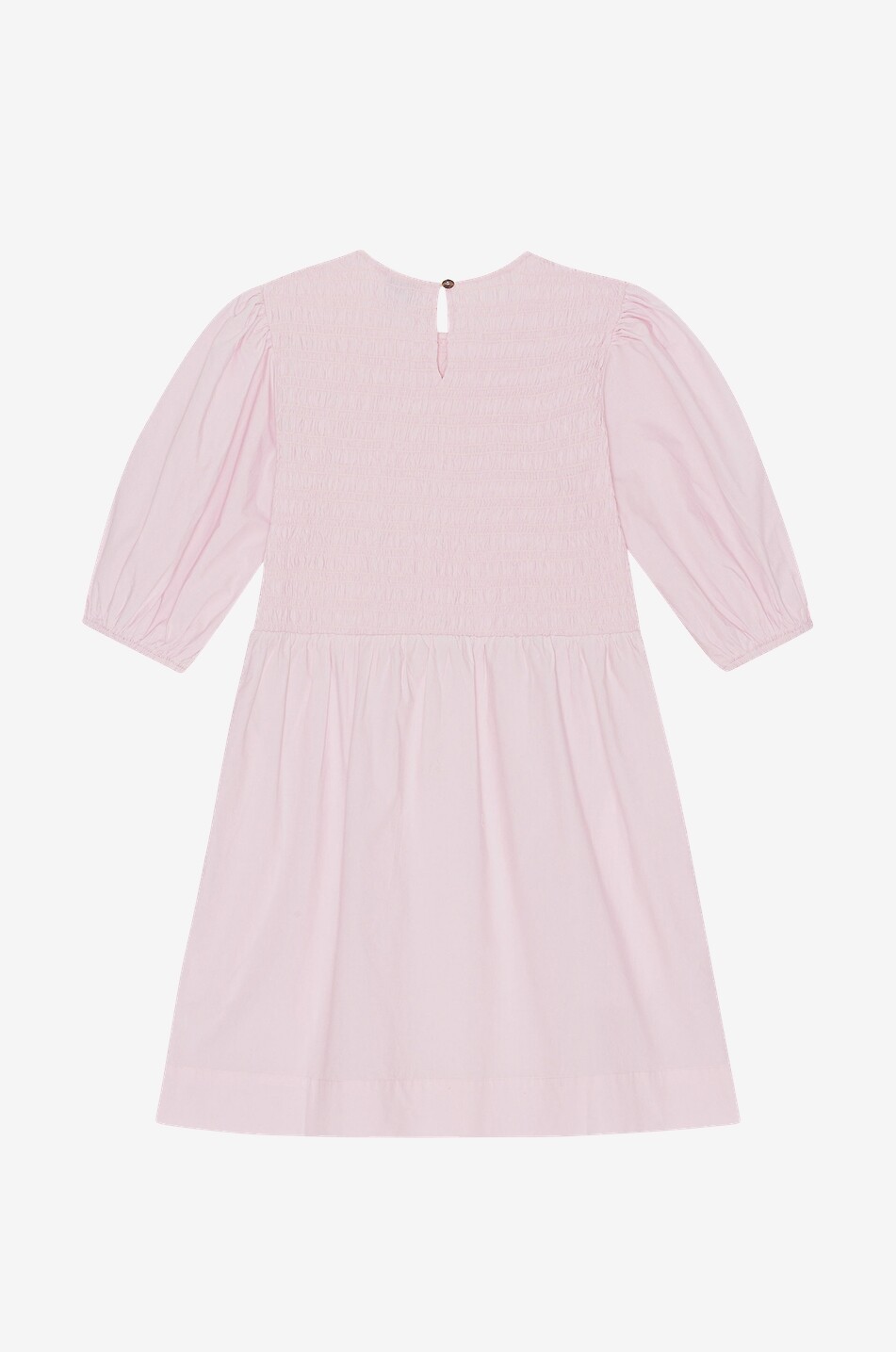 GANNI Smocked poplin mini dress with puff sleeves Women LIGHT PINK 2