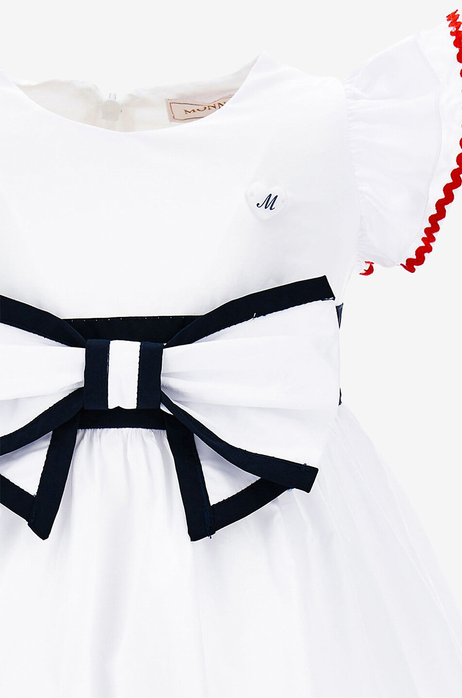 Robe fille ornée d'un noeud et de lisérés