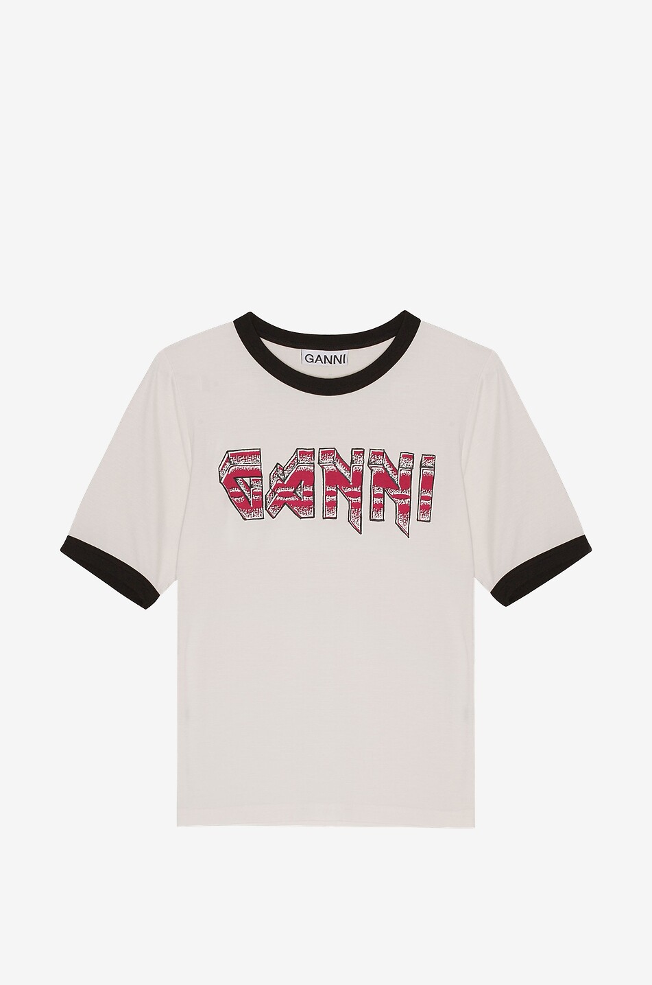 GANNI Schmales T-Shirt mit Logoprint aus Lyocell Damen CREMEFARBEN 1