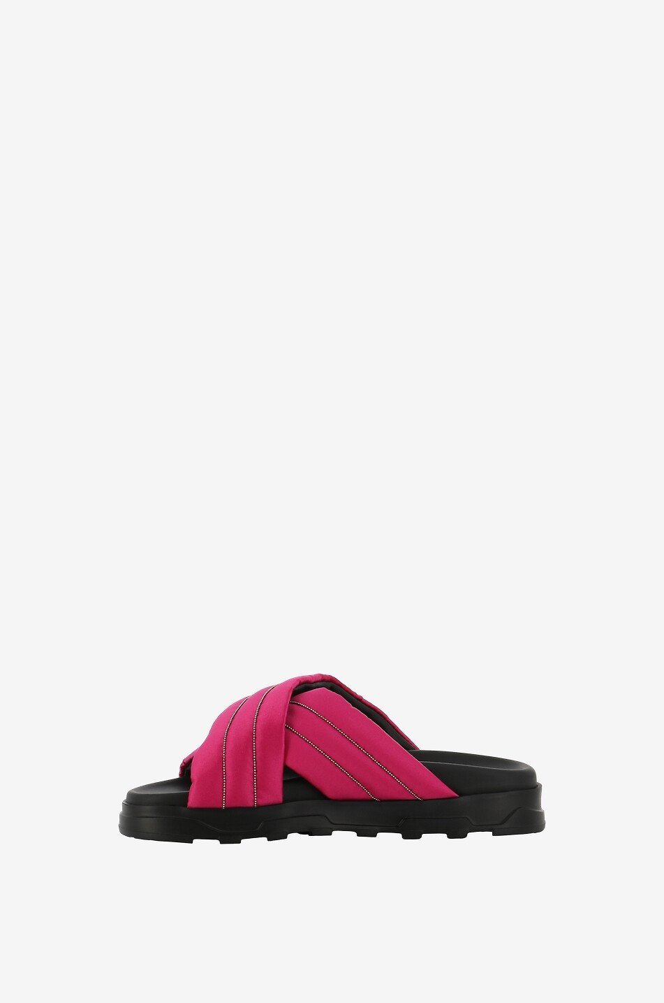 Mules plates en satin brodées de perles