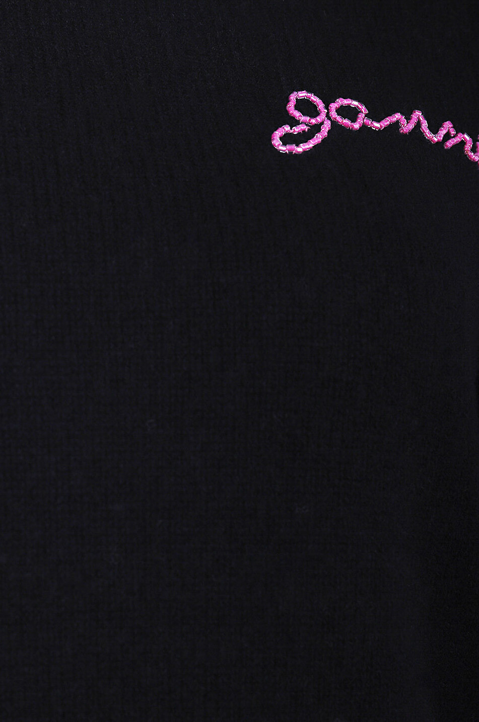 GANNI Pull en laine et cachemire à col roulé brodé logo Femme NOIR 3