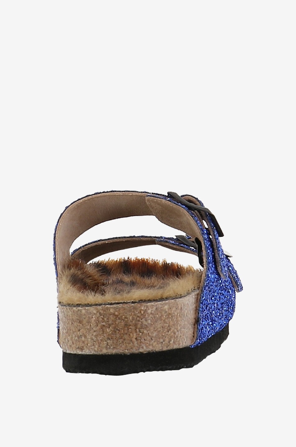 ANNIEL Flache Sandalen mit Kunstpelz-Futter Glitter Damen MITTELBLAU 4