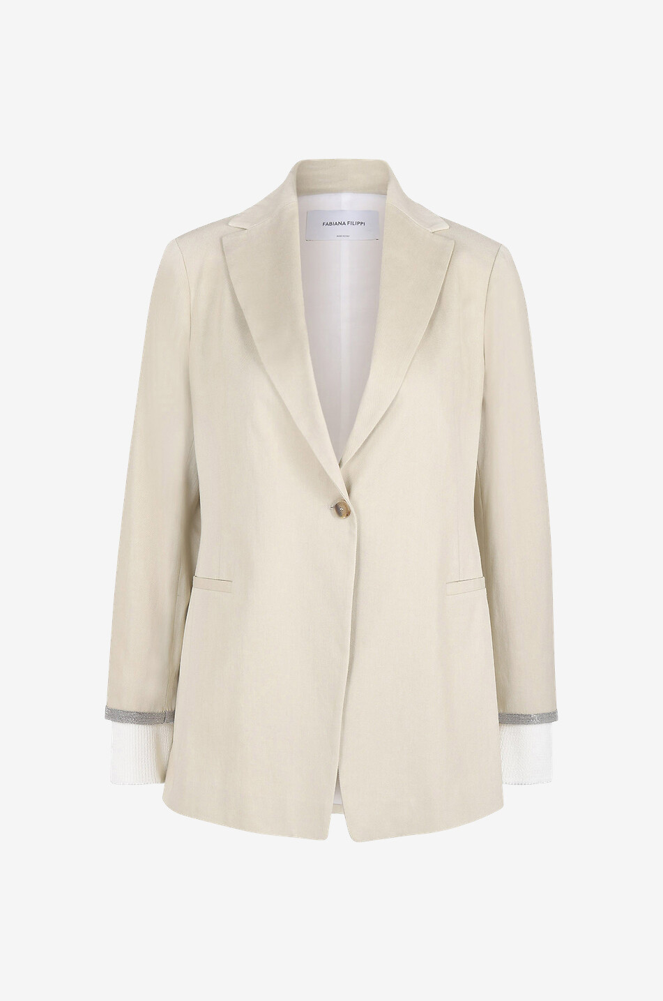Gabardine- und Strick-Blazer mit Perlen