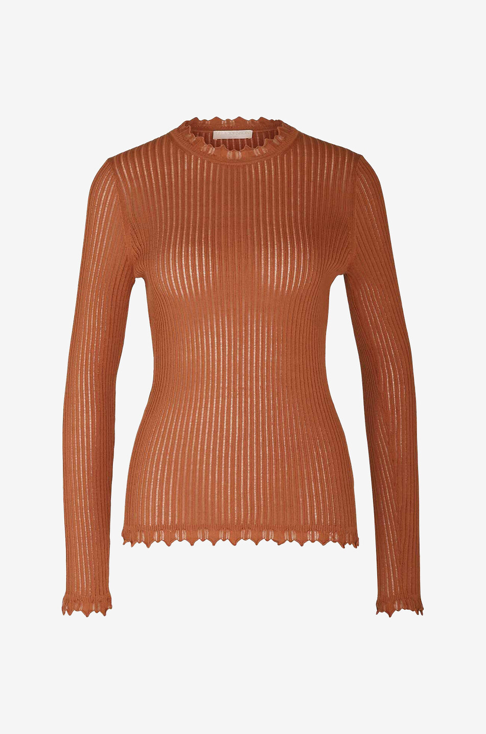 Ricci cotton openwork knit fitted jumper