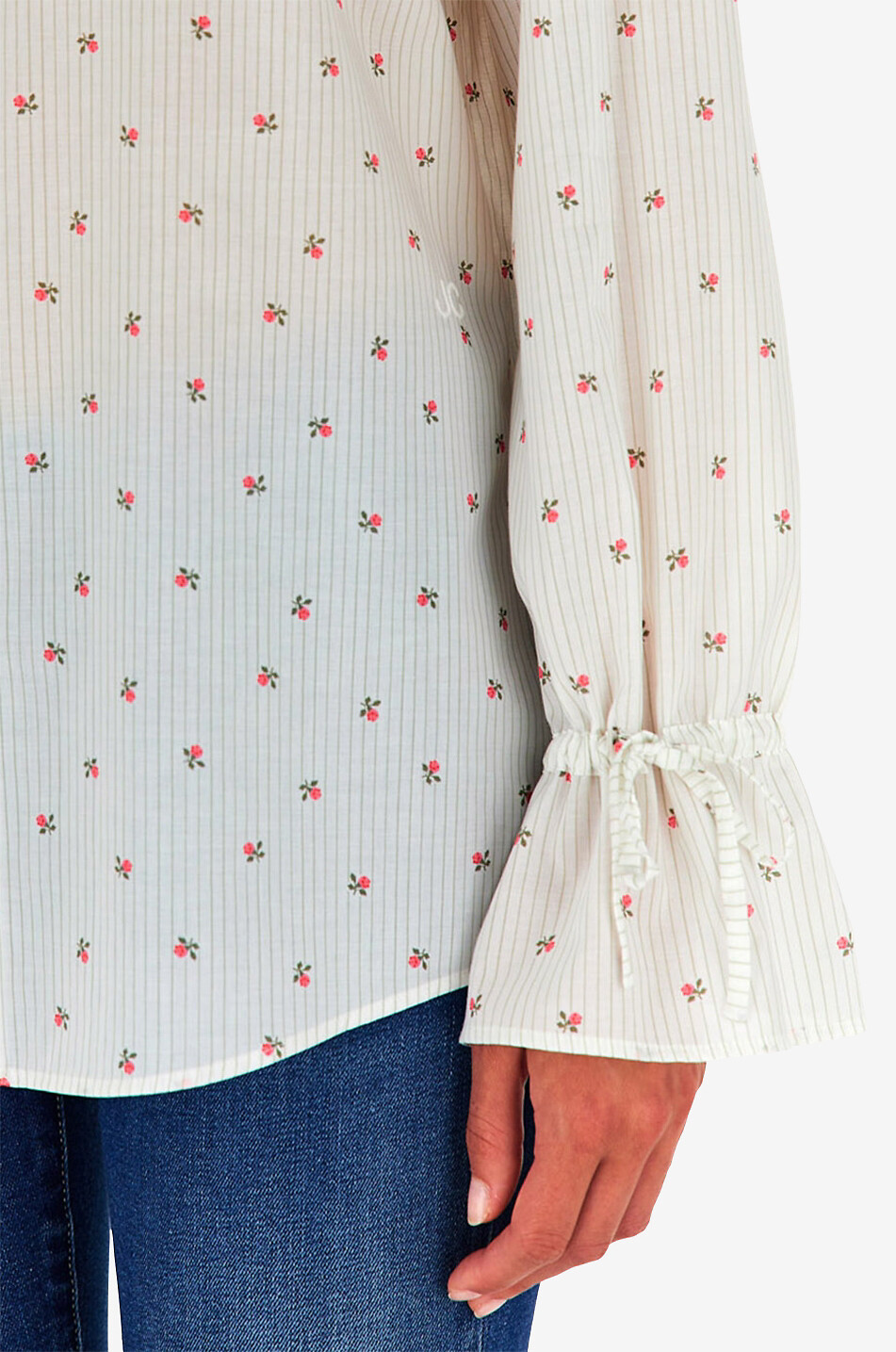 Chemise fleurie à manches longues en coton