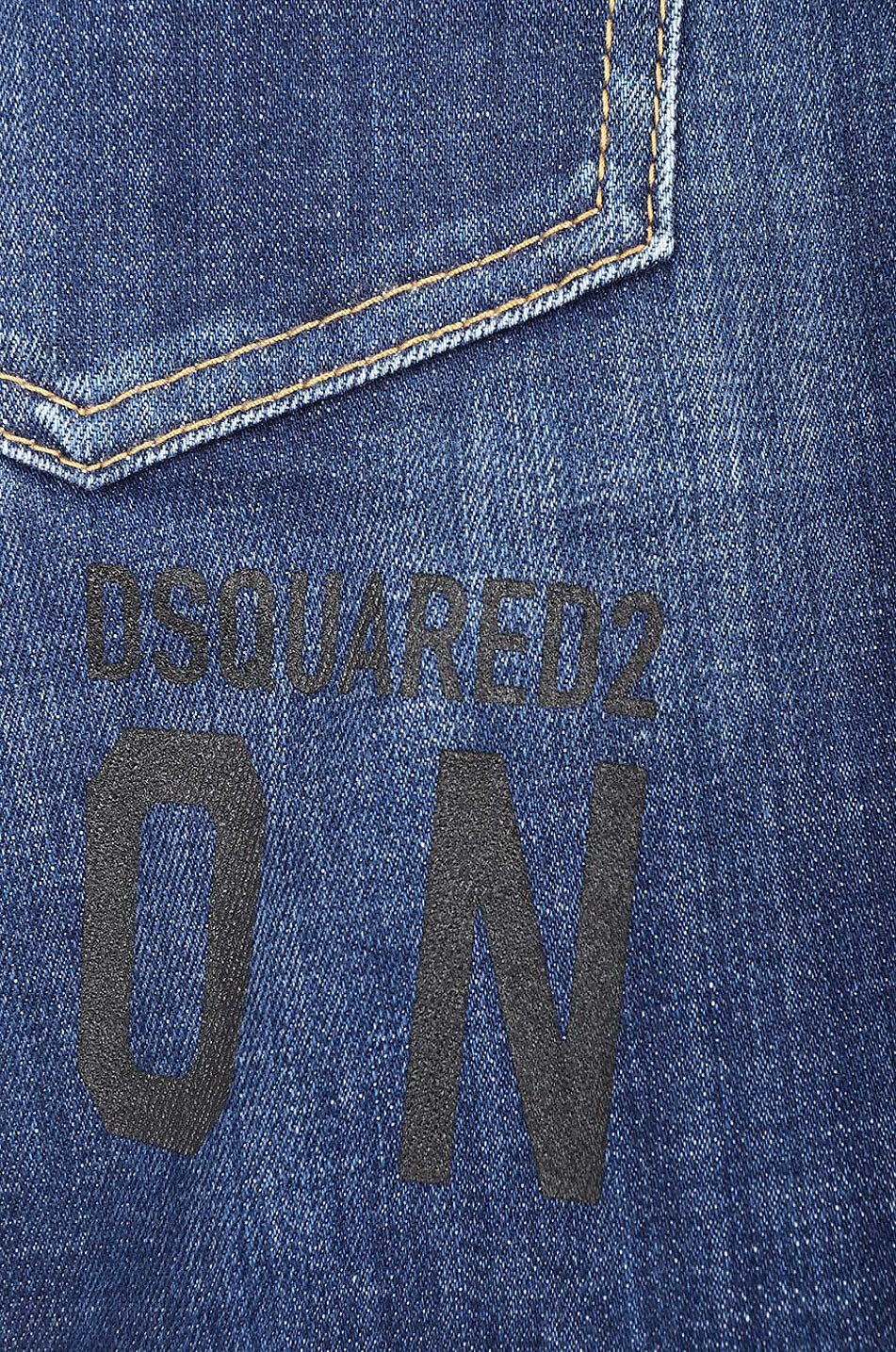 DSQUARED2 Zerrissene Slim-Fit-Jeans mit Print Icon Skater Herren DUNKELBLAU 3