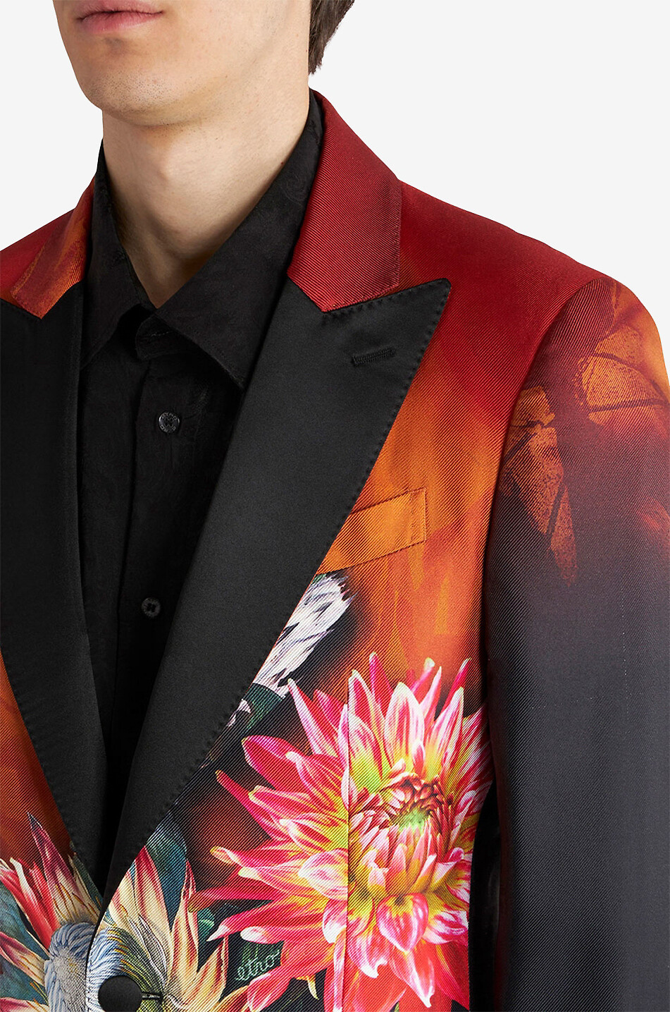ETRO Blazer à boutonnage simple imprimé Dahlias Homme NOIR 5