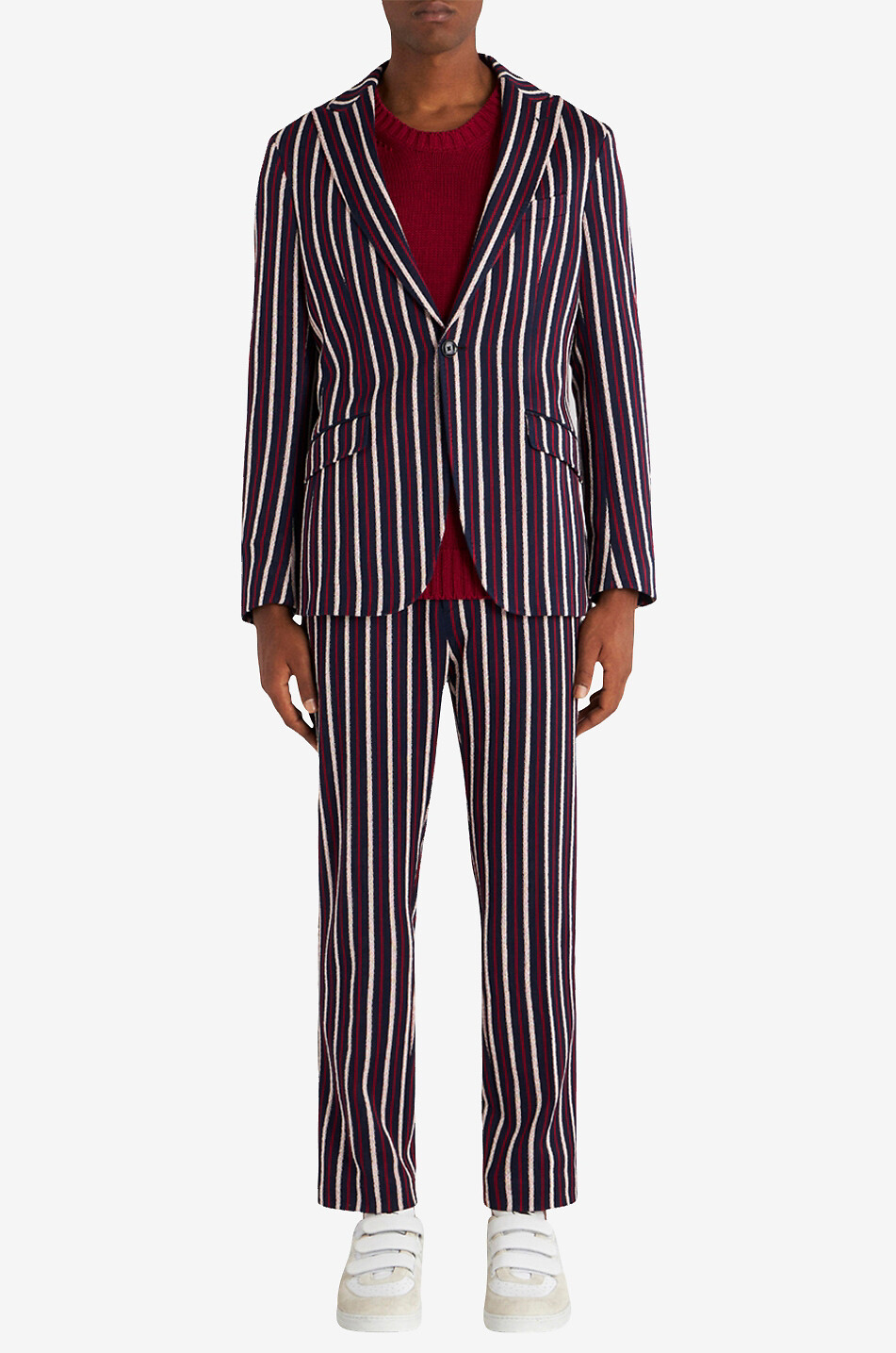 ETRO Blazer rayé en coton piqué à boutonnage simple Homme BLEU FONCE 3