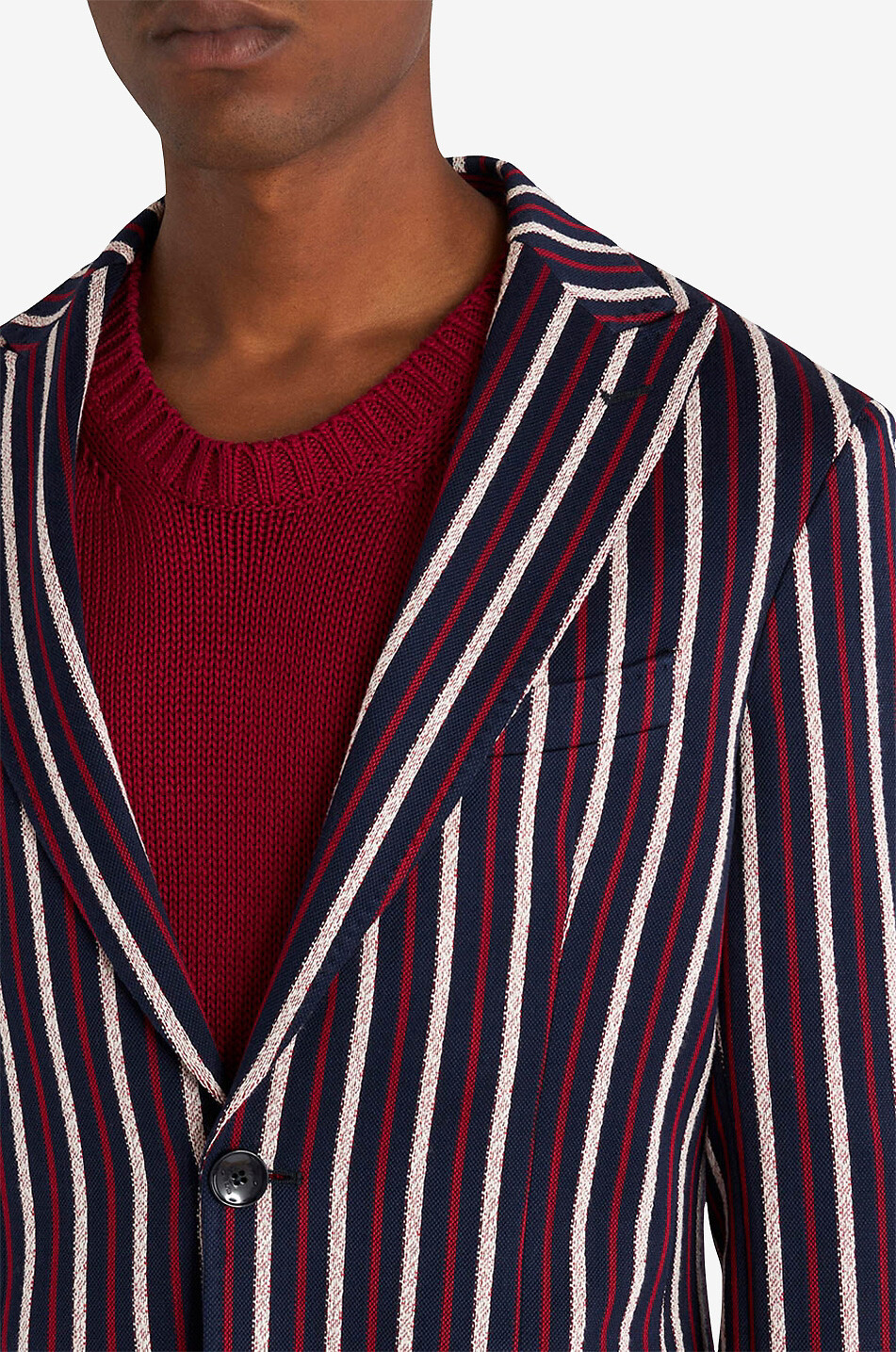 ETRO Blazer rayé en coton piqué à boutonnage simple Homme BLEU FONCE 5