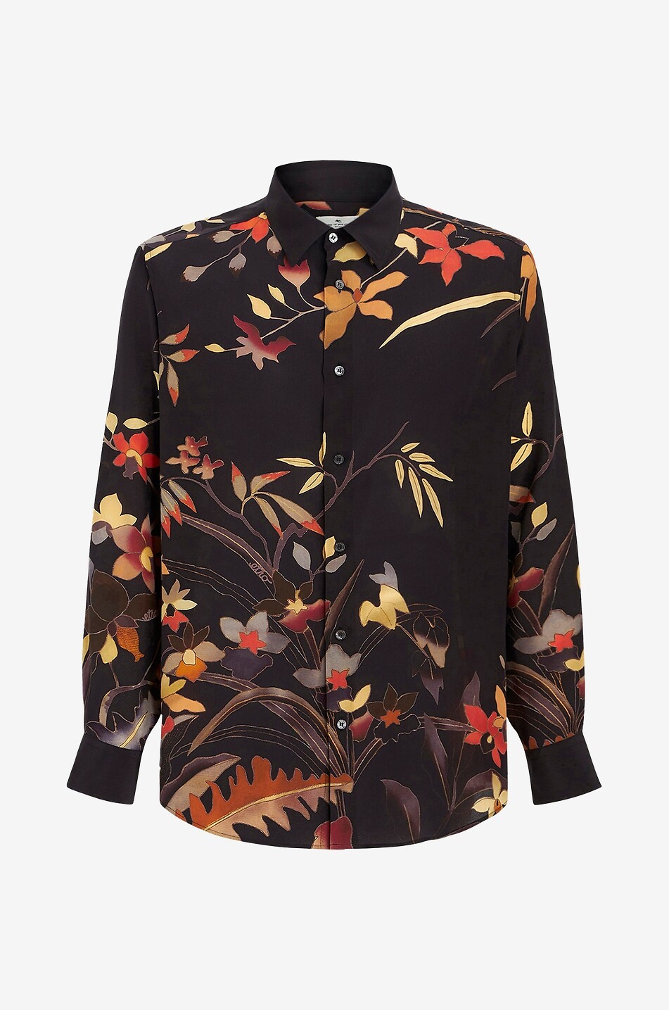 ETRO Chemise en soie à imprimé fleurs exotiques Homme NOIR 1