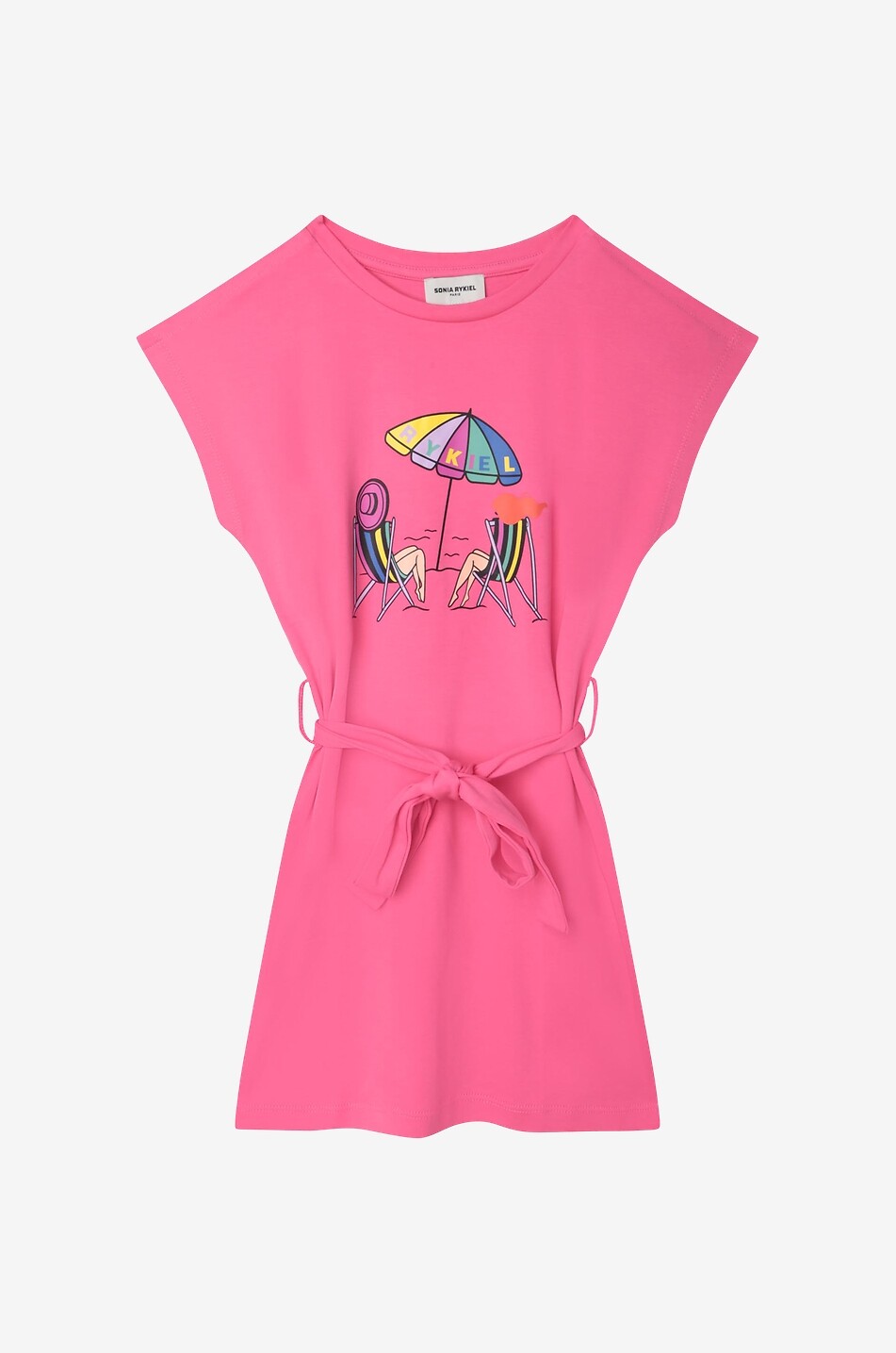 SONIA RYKIEL Mädchen-T-Shirt-Kleid mit Strand-Szenen-Print Mädchen ROSA 1