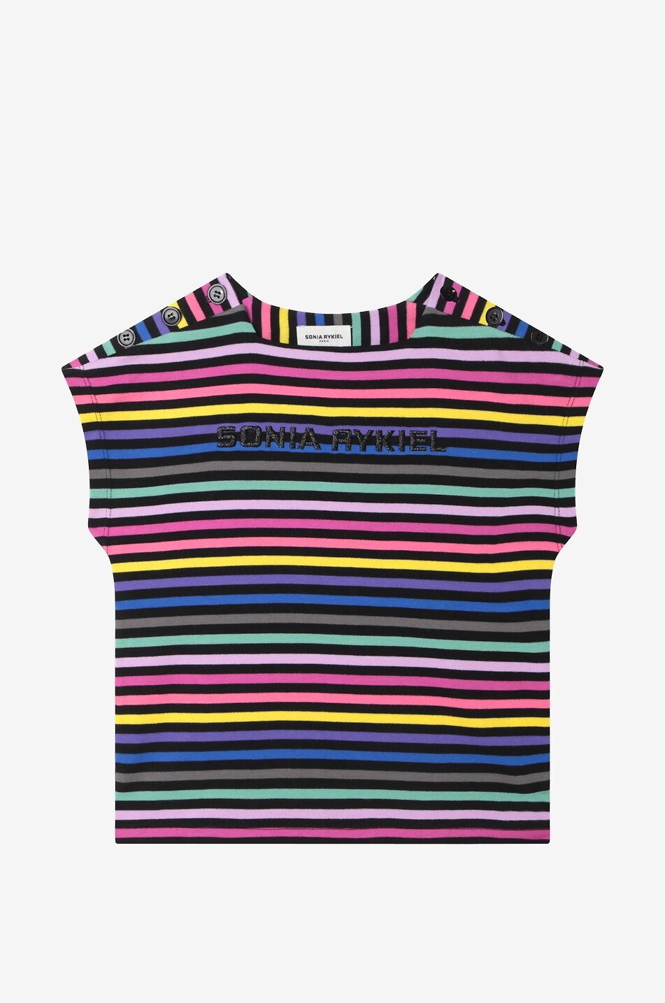 SONIA RYKIEL Gestreiftes Mädchen-T-Shirt mit Logo-Stickerei Mädchen BUNT 1