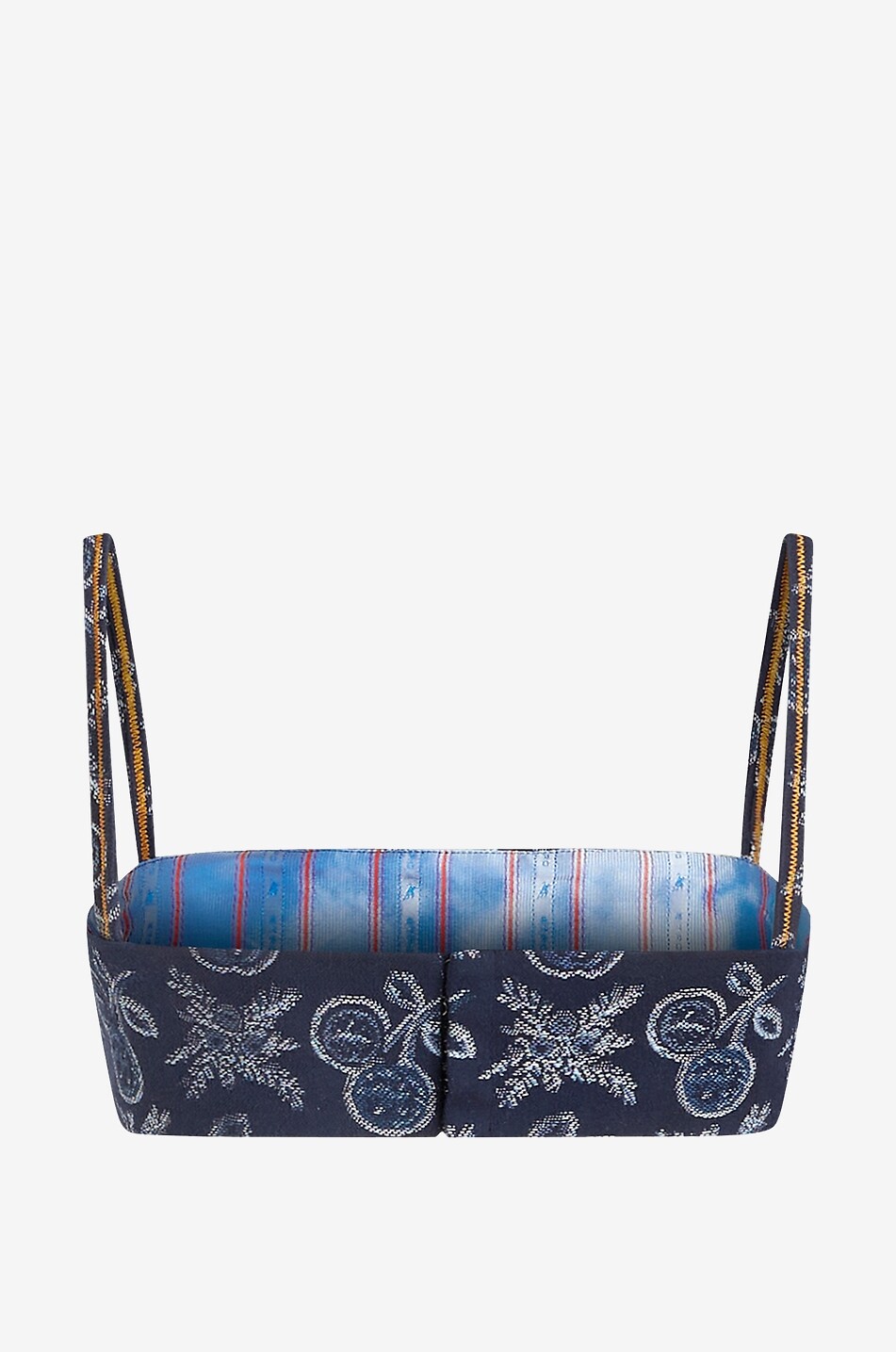 Exotic fruit denim jacquart bustier top