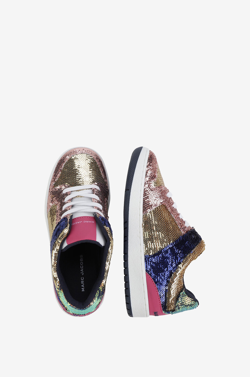 Girls' lace-up low-top metallic sneakers