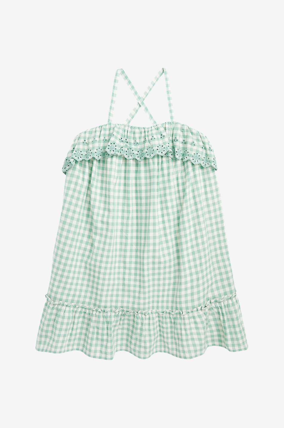 Gingham check girl's strappy dress