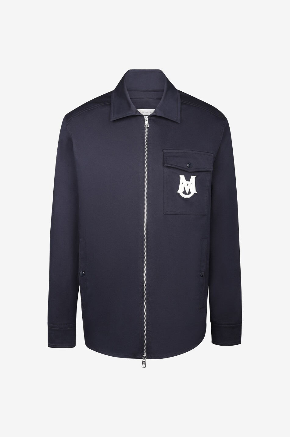 MONCLER Veste chemise en gabardine monogrammée Homme BLEU FONCE 1
