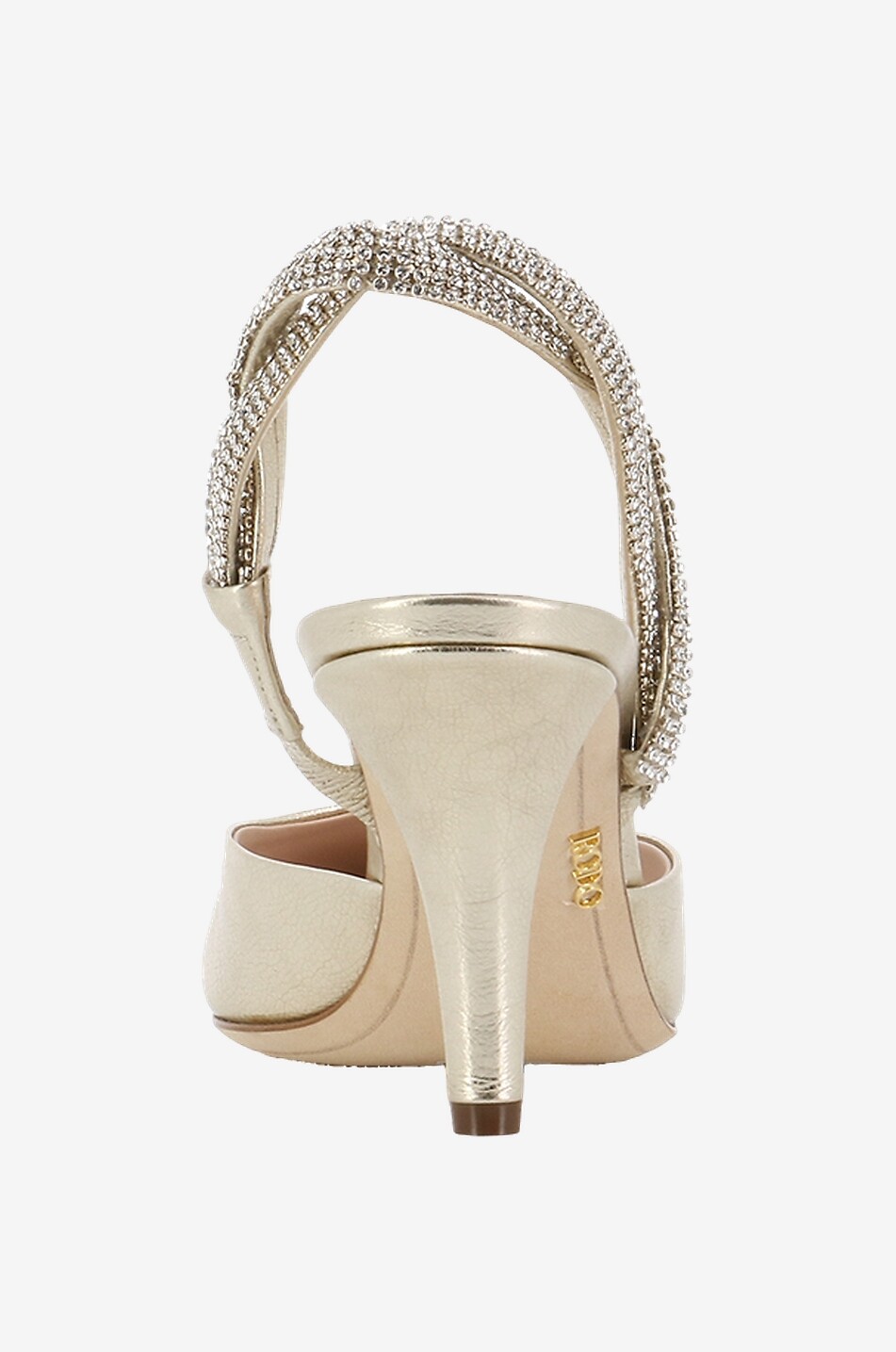Slingback-Pumps aus Metallic-Leder