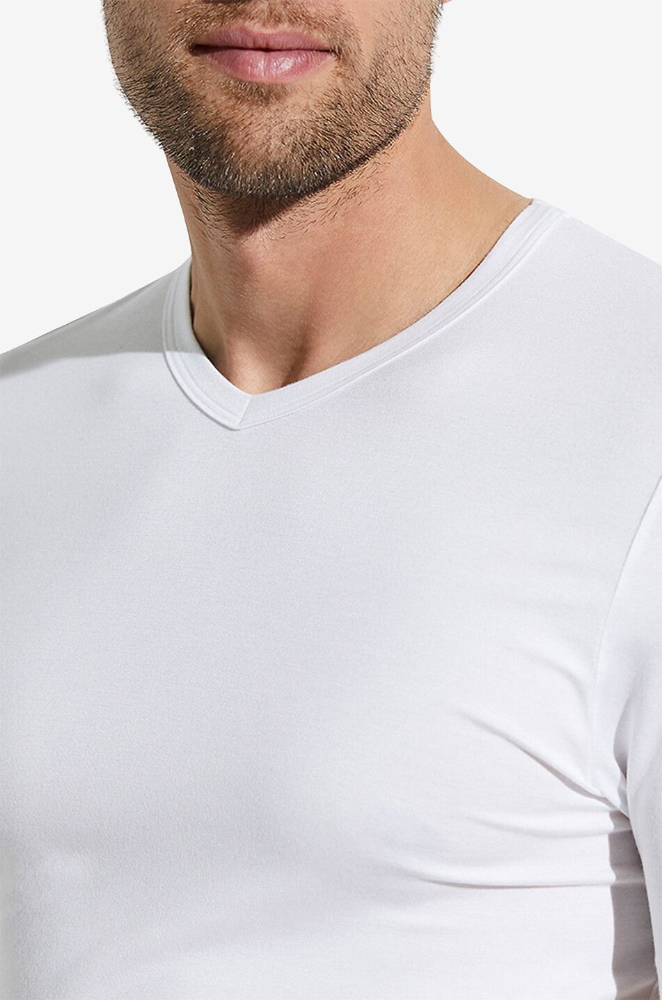 ZIMMERLI T-Shirt mit V-Kragen 700 Pureness Herren WEISS 3